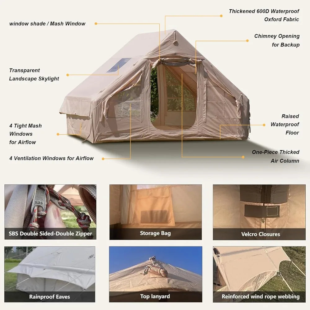 🏕️ 4–6 Person Inflatable Tent – Fast Setup, Waterproof & Stove-Ready Shelter - SmartPursue™