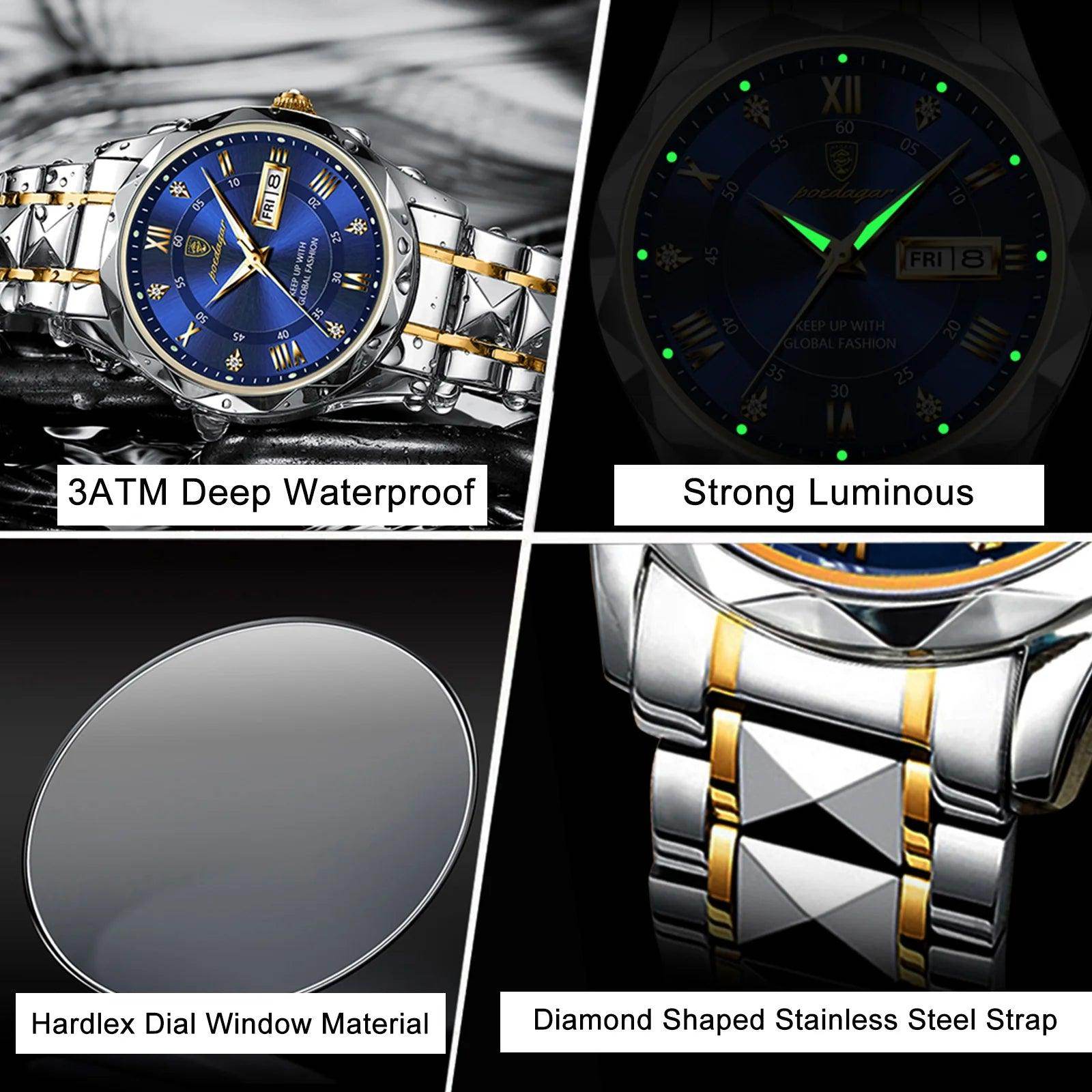 Luxury Wristwatch Stainless Steel Quartz Men's Watch - SmartPursue™
