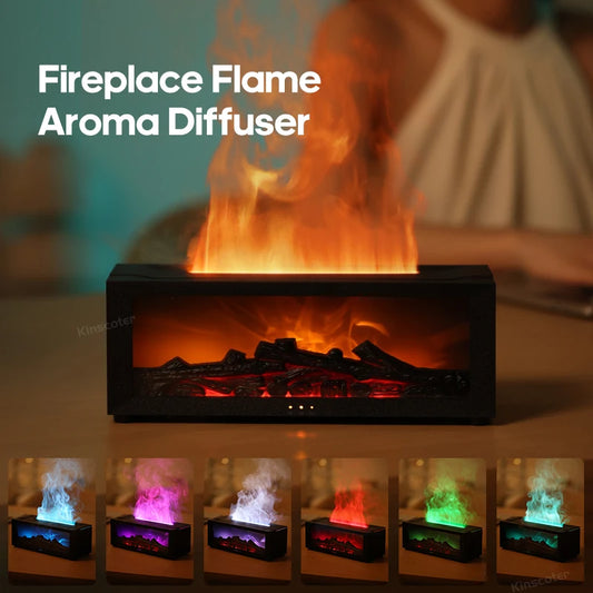 Kinscoter Simulated Fireplace Aroma Diffuser 150ml Flame Air Humidifier with Remote and Waterless Auto Off for Christmas Gift Diversi Fusion™