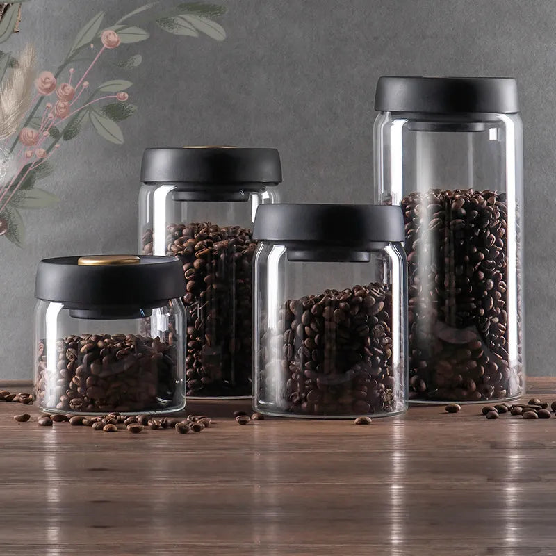 Vacuum Sealed Jug Coffee Beans Glass Airtight Canister Kitchen Food Grains Candy Keep Fresh Storage Jar Diversi Shop™