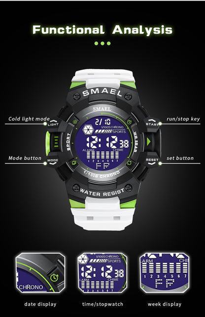 Shockproof watch for Men - Water Resistant Digital Wristwatch with Stopwatch