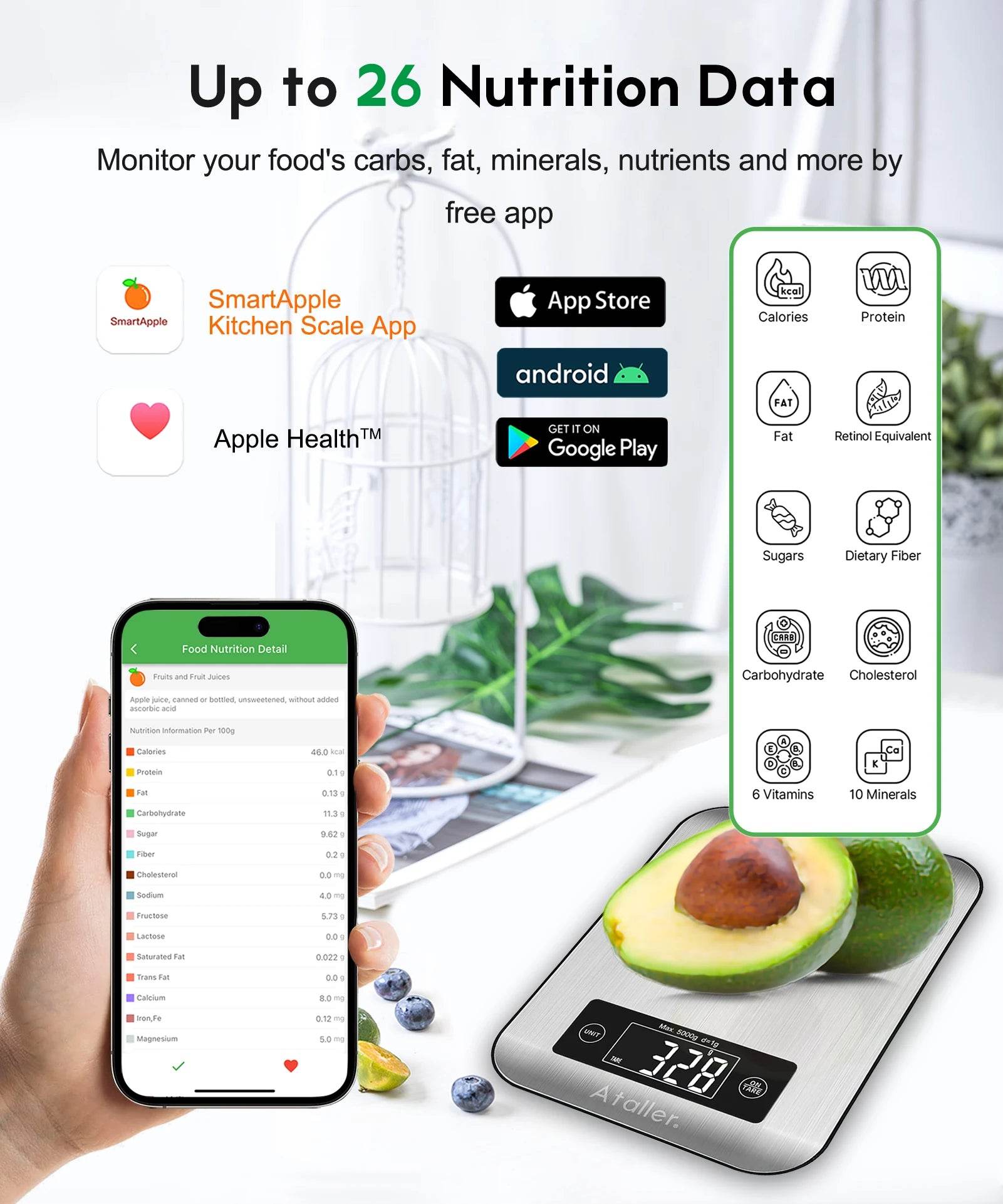 Smart Nutrition Food Scale with Bluetooth app - SmartPursue™