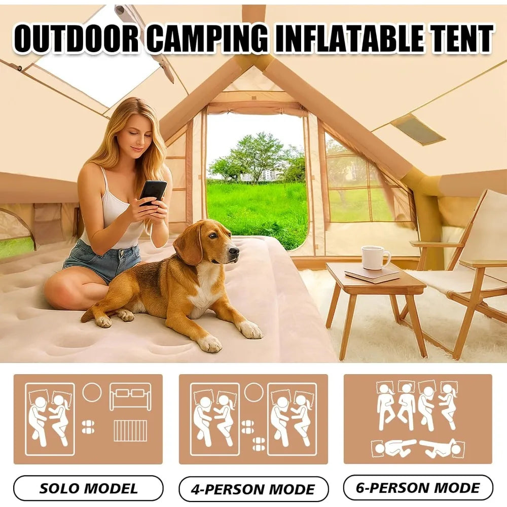 🏕️ 4–6 Person Inflatable Tent – Fast Setup, Waterproof & Stove-Ready Shelter - SmartPursue™