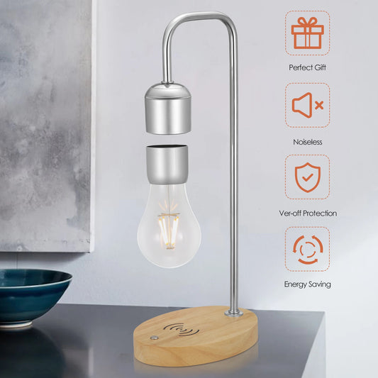 Modern Levitating Lamp With Floating Light Bulb Innovative Design With Wireless Charger Diversi Shop™