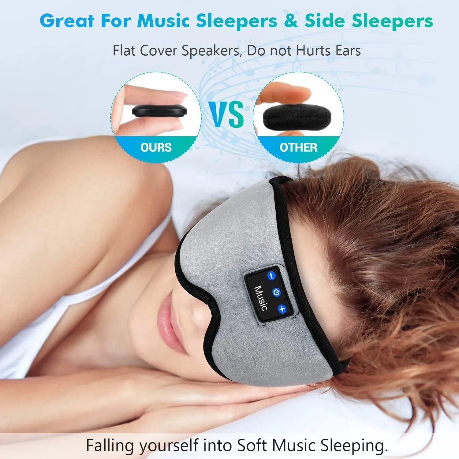 3D Sleep Mask with Bluetooth Headphones,Sleep Headphones Breathable wireless headphones for side sleepers