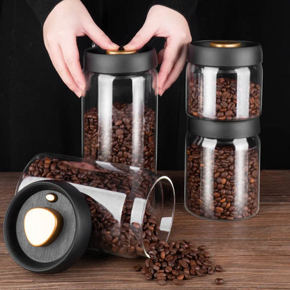 Vacuum Sealed Jug Coffee Beans Glass Airtight Canister Kitchen Food Grains Candy Keep Fresh Storage Jar Diversi Shop™