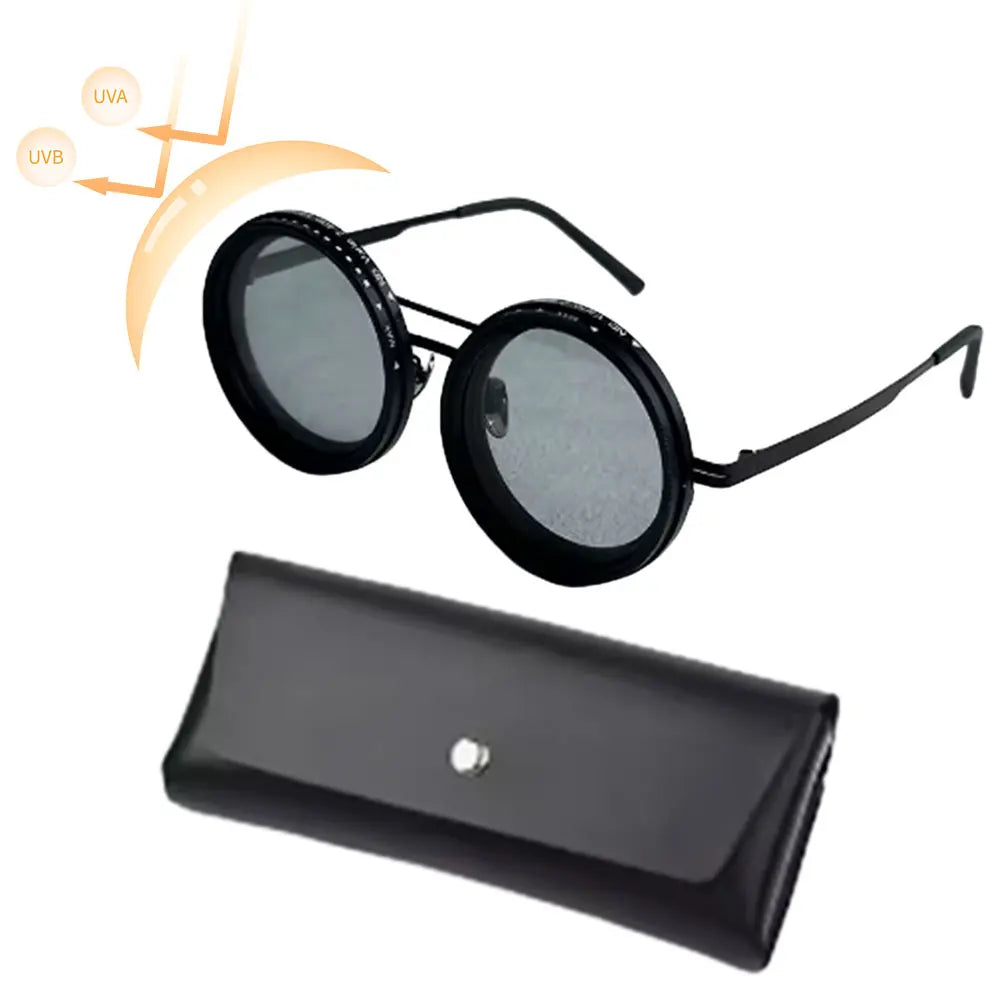 🕶️ Adjustable Dimming Polarized Sunglasses – Retro Punk Round Style - SmartPursue™