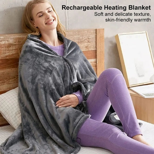 USB Electric Heated Blanket 3 Heating Levels Fleece Heated Blanket Portable Heated Blanket Cape for Household and Office Diversi Fusion™