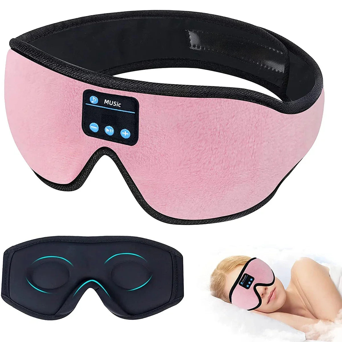 3D Sleep Mask with Bluetooth Headphones,Sleep Headphones Breathable wireless headphones for side sleepers