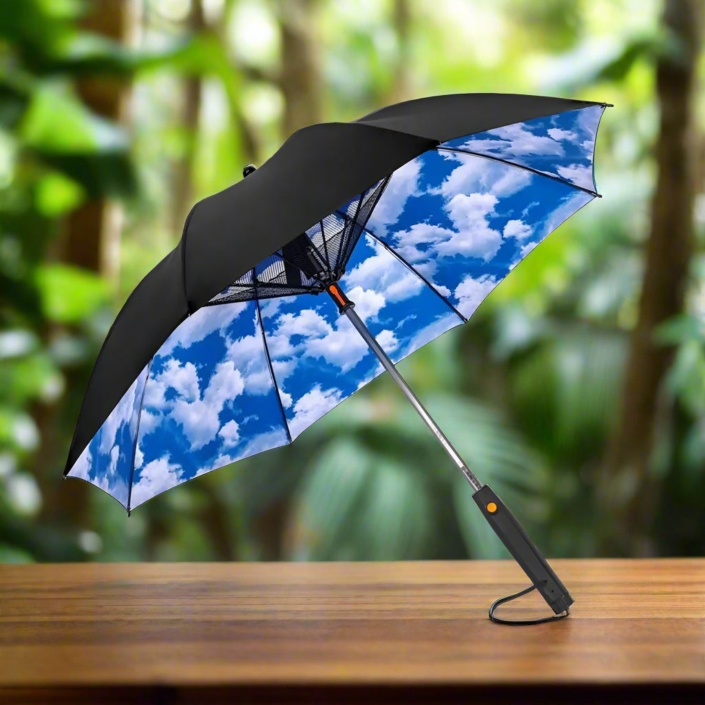 🌞 3-in-1 Cooling Sun Umbrella – Built-in Fan, Water Mister & UV Block - SmartPursue™