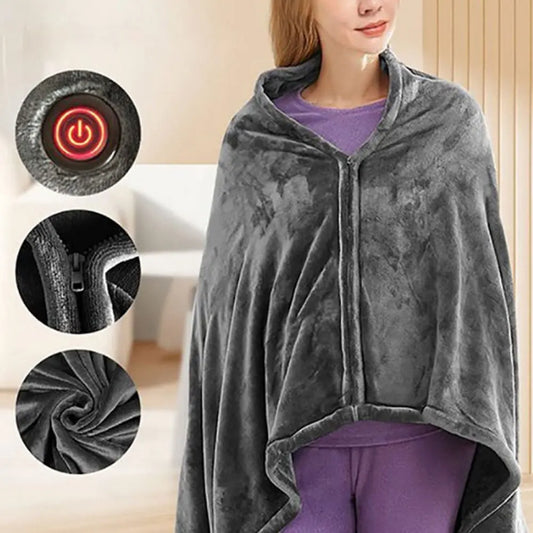 USB Electric Heated Blanket 3 Heating Levels Fleece Heated Blanket Portable Heated Blanket Cape for Household and Office Diversi Fusion™