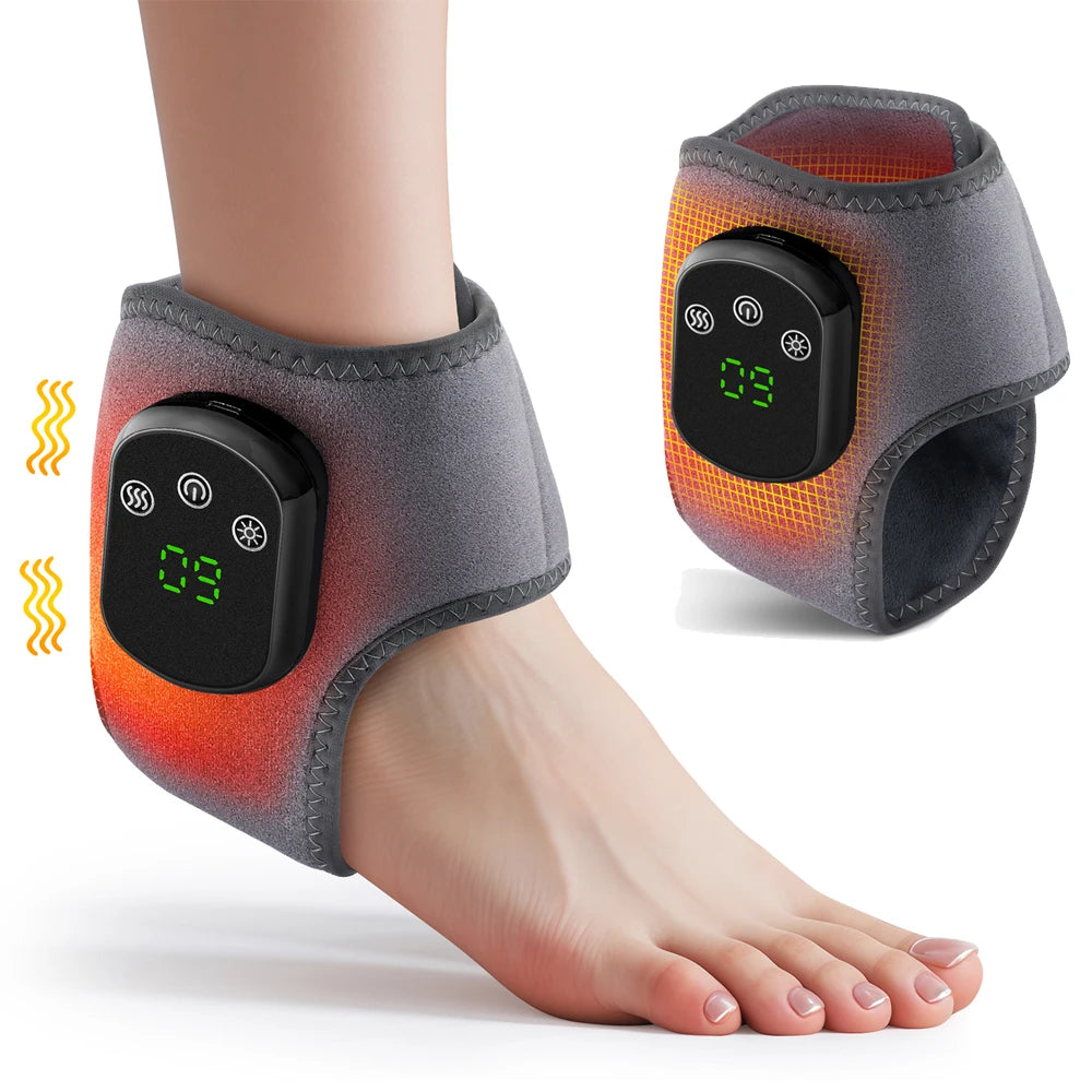 Electric Ankle Brace with Adjustable Hot Compress Vibration Massage Ankle Guard Band Carpal Tunnel Foot Protection Support Tool SmartPursue™