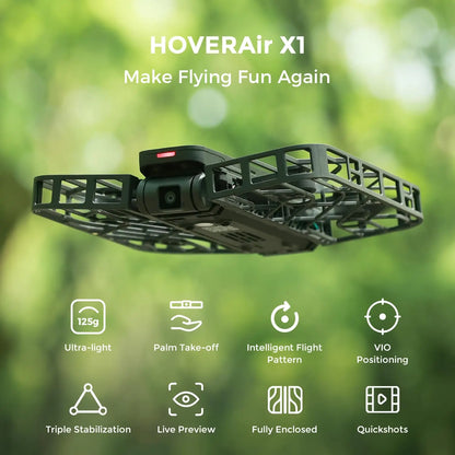 HOVER Air X1 Selfie Drone - 2.7K Camera, Auto Follow, Mini Action Drone Diversi Fusion™