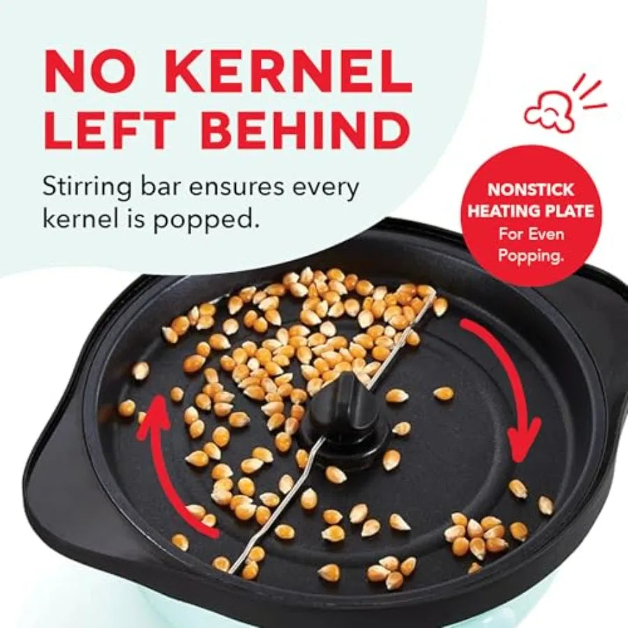 Deluxe Stirring Popcorn Maker – Hot Oil Electric Popcorn Popper with Butter Warming Tray & Serving Bowl