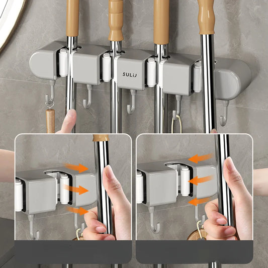 Wall Mounted Mop Storage Holder Broom Rack Self-Adhesive Mop Brush Storage Clip Diversi Shop™