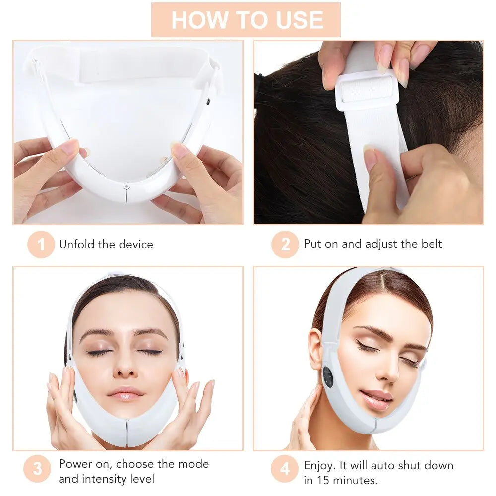 Face Lifter V-Line Up Face Lifting Belt Face Slimming Vibration Massager LED Display Facial Beauty Instrument