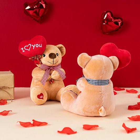 Cartoon Teddy Bear Holding Heart Plush Toy - Diversi Fusion™