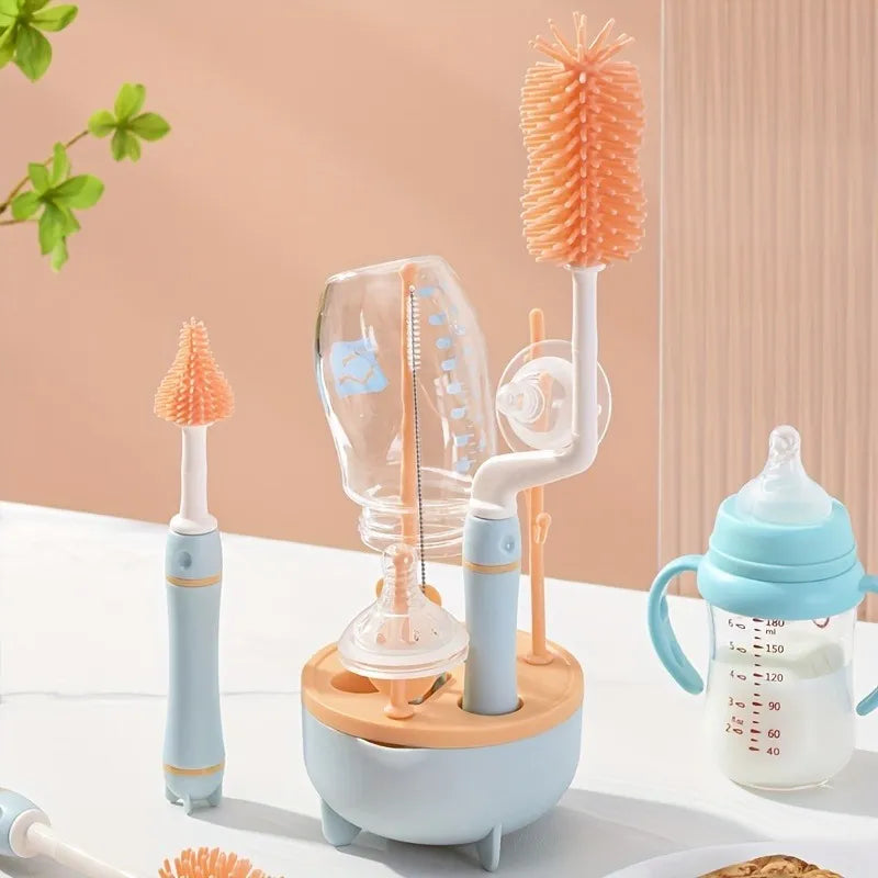 Portable 6 in 1 Baby Bottle Cleaner Set with Drying Rack Baby Bottle Brushes Straw Brush  Nipple Brush Diversi Shop™