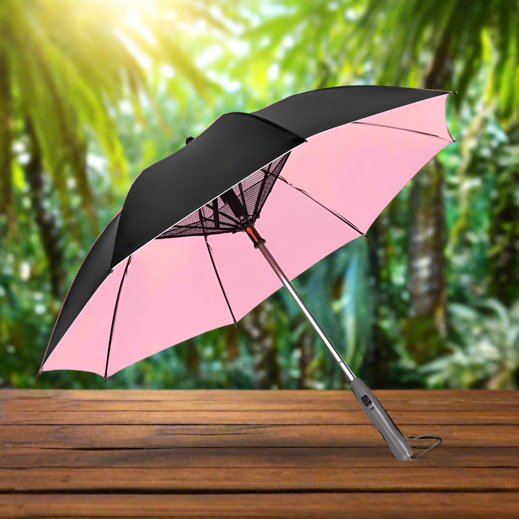 🌞 3-in-1 Cooling Sun Umbrella – Built-in Fan, Water Mister & UV Block - SmartPursue™