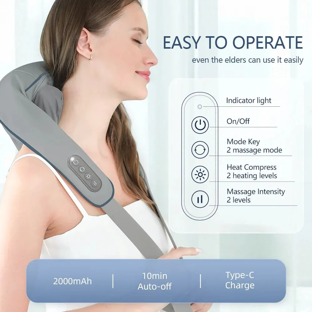 Foreverlily Wireless Neck And Back Massager Neck And Shoulder Kneading Massage Diversi Fusion™