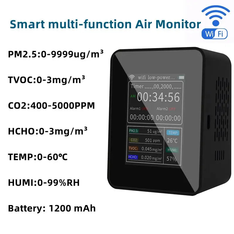 WiFi Smart Air Quality Monitor with Alarm Timer