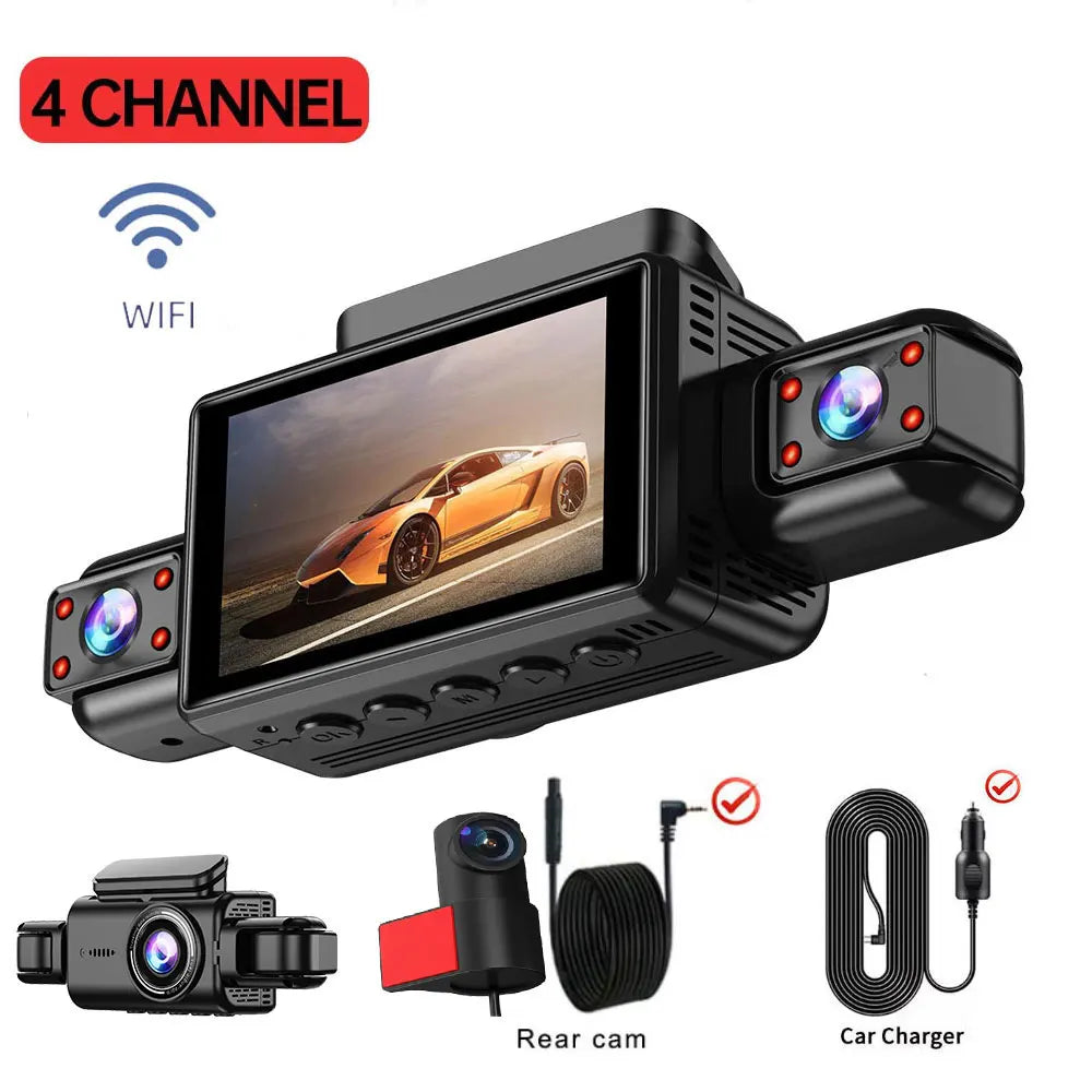 4CH WiFi Dash Cam – 360° Full HD Coverage with Night Vision & GPS - SmartPursue™