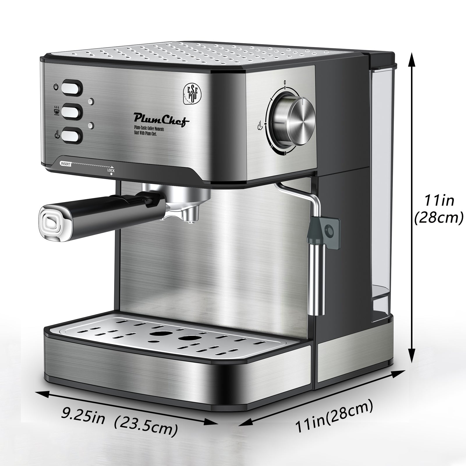 20 Bar Professional Espresso Machine With Milk Frother, Single & Double Shot, ESE Pod Compatible, Visual Display Of Pressure, Removable Water Tank For Cappuccino, Latte, Machiato For Home Barista Smart Kitchen & Home