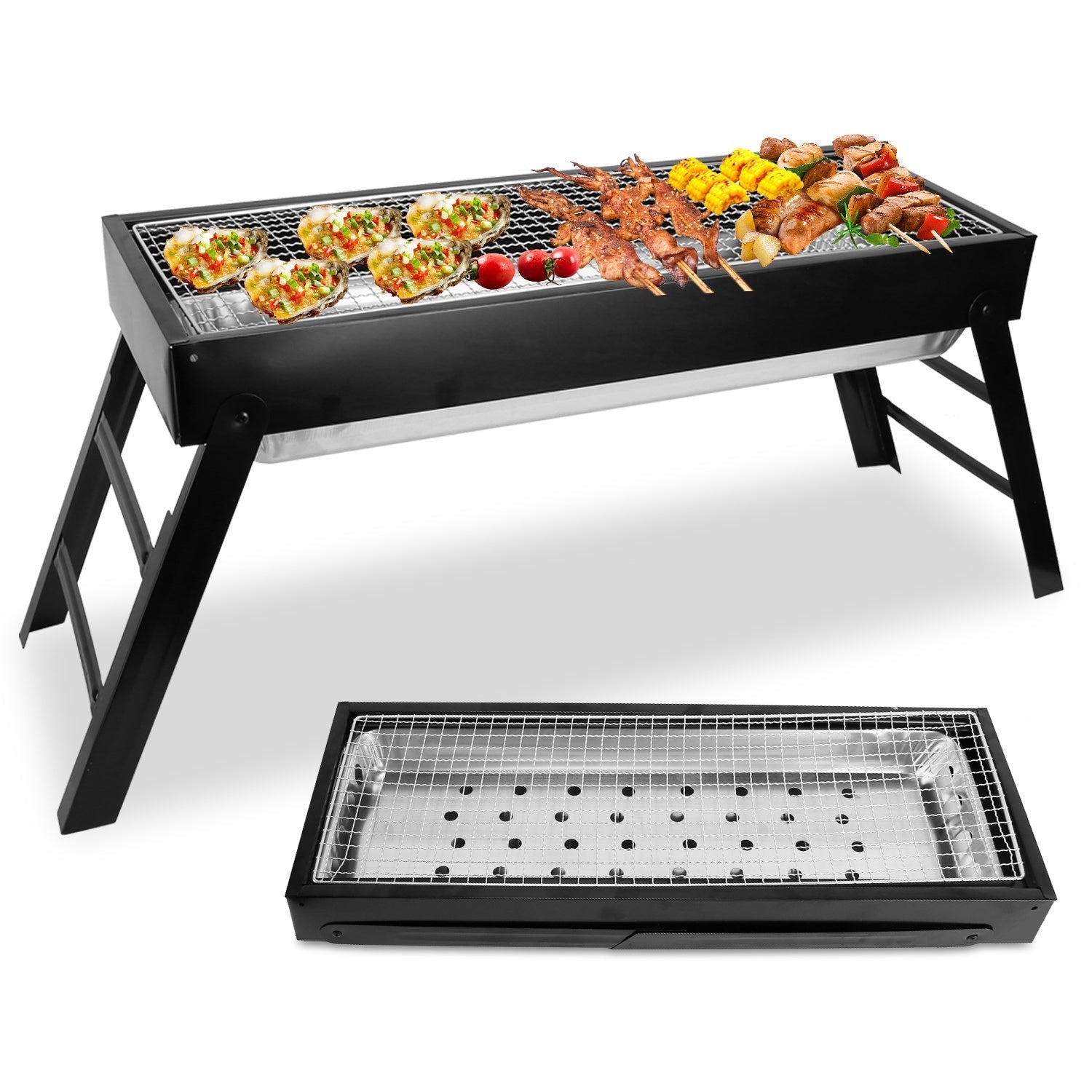 Foldable Charcoal BBQ Grill Stainless Steel Grill CJ US