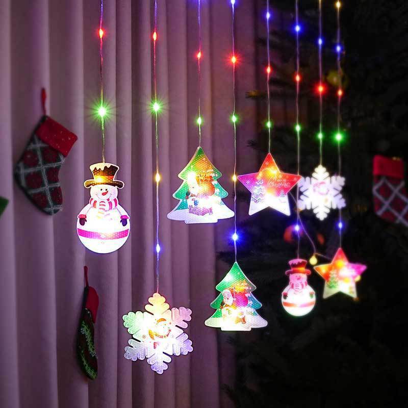 Painted Christmas Curtain Lights Holiday Layout Rubber-covered Wire Ambience Light CJ