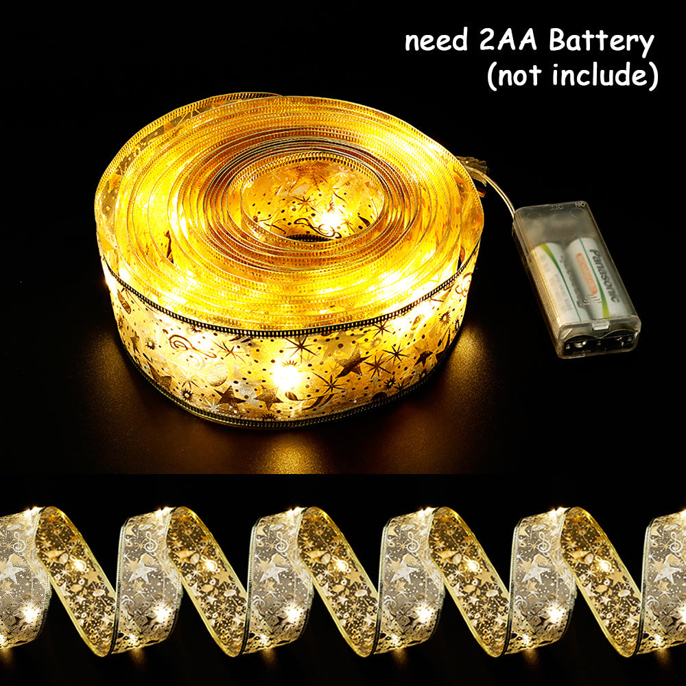 Fairy Lights String Christmas Ribbon Bow Tie CJ US