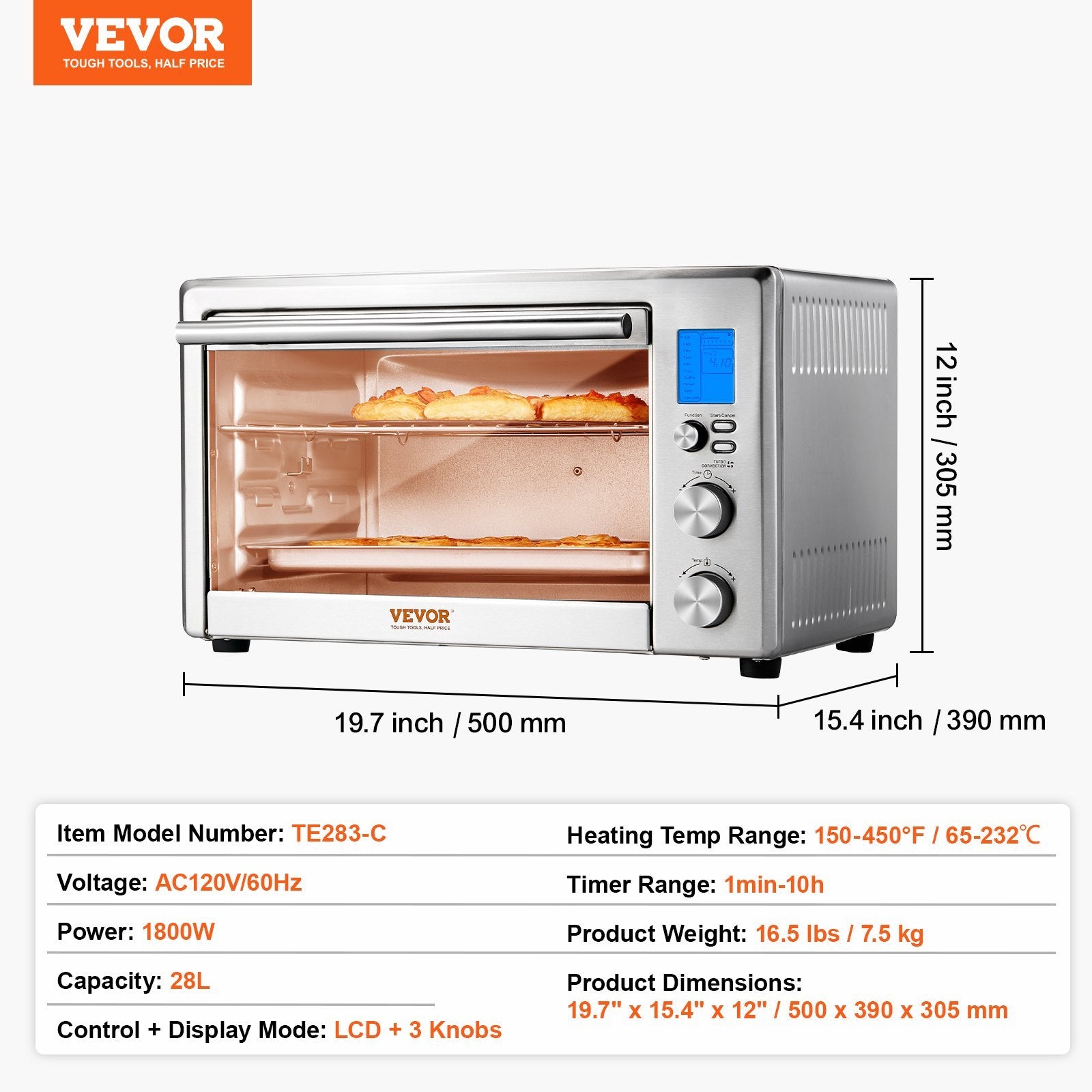 Countertop Convection Oven 28L – 10-in-1 Toaster - SmartPursue™