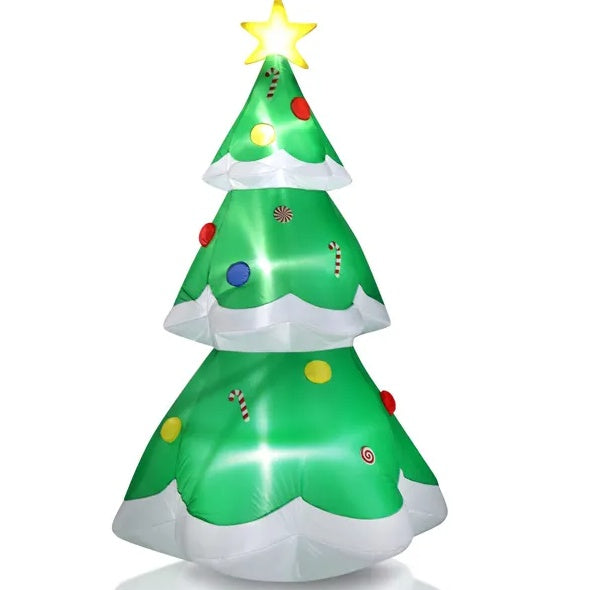 6.9 FT Lighted Christmas Inflatable Decoration, Inflatable Christmas Tree, Blow Up Yard Decorations With Built-in LED Lights For Holiday Party Front Yard Lawn Garden Decor CJ US