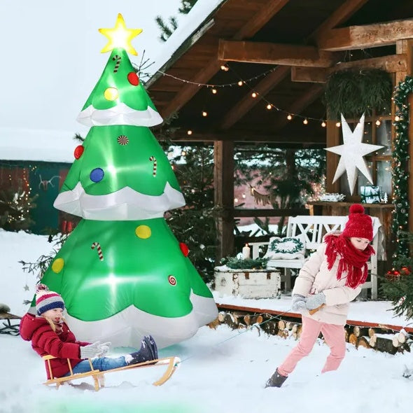 6.9 FT Lighted Christmas Inflatable Decoration, Inflatable Christmas Tree, Blow Up Yard Decorations With Built-in LED Lights For Holiday Party Front Yard Lawn Garden Decor CJ US