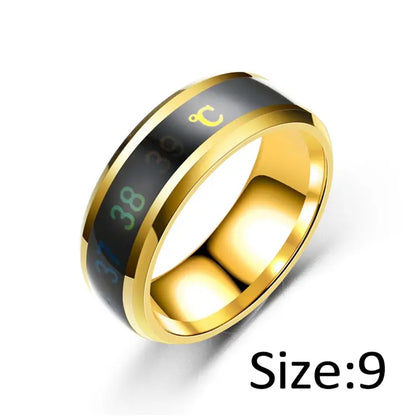 Simple Couple Jewelry: Intelligent Mood Temperature Sensitive Rings for Men and Women in Silver Black Titanium Steel