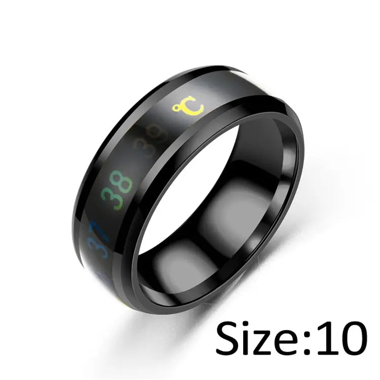 Simple Couple Jewelry: Intelligent Mood Temperature Sensitive Rings for Men and Women in Silver Black Titanium Steel