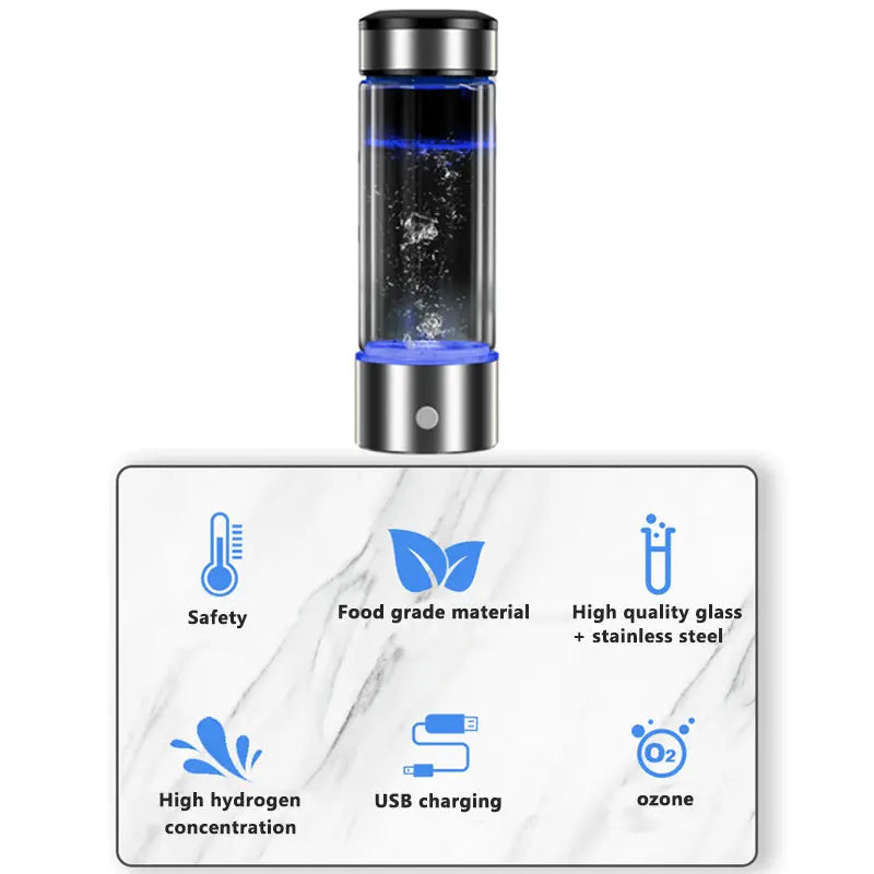 YenvQee 450ml Portable USB Rechargeable Water Electrolysis Ionizer Cup: Stay Hydrated with Ease