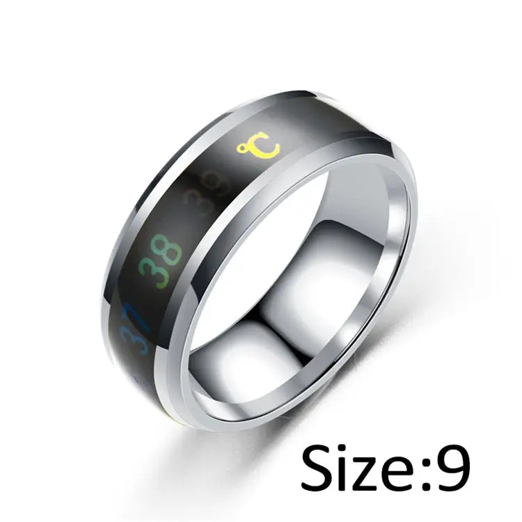 Simple Couple Jewelry: Intelligent Mood Temperature Sensitive Rings for Men and Women in Silver Black Titanium Steel