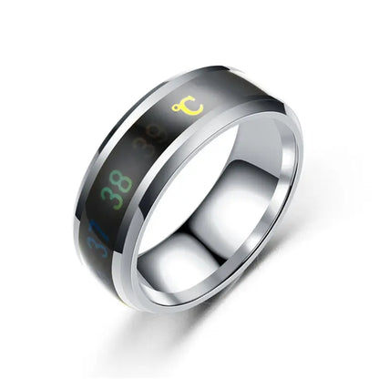 Simple Couple Jewelry: Intelligent Mood Temperature Sensitive Rings for Men and Women in Silver Black Titanium Steel