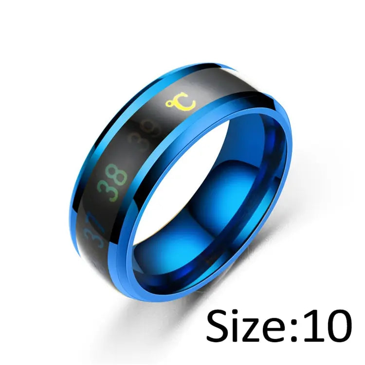 Simple Couple Jewelry: Intelligent Mood Temperature Sensitive Rings for Men and Women in Silver Black Titanium Steel