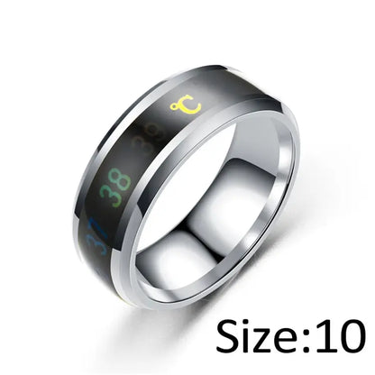 Simple Couple Jewelry: Intelligent Mood Temperature Sensitive Rings for Men and Women in Silver Black Titanium Steel