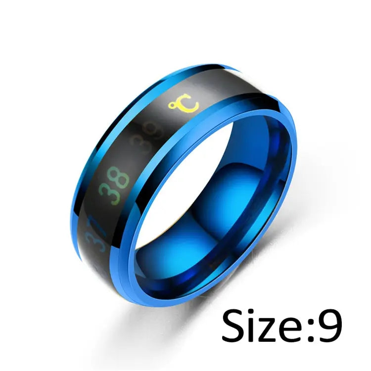 Simple Couple Jewelry: Intelligent Mood Temperature Sensitive Rings for Men and Women in Silver Black Titanium Steel