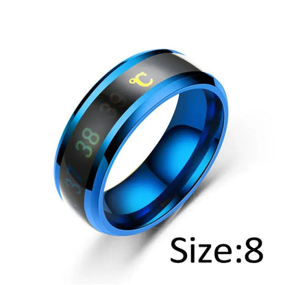 Simple Couple Jewelry: Intelligent Mood Temperature Sensitive Rings for Men and Women in Silver Black Titanium Steel