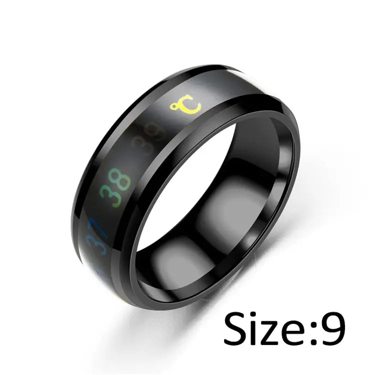 Simple Couple Jewelry: Intelligent Mood Temperature Sensitive Rings for Men and Women in Silver Black Titanium Steel